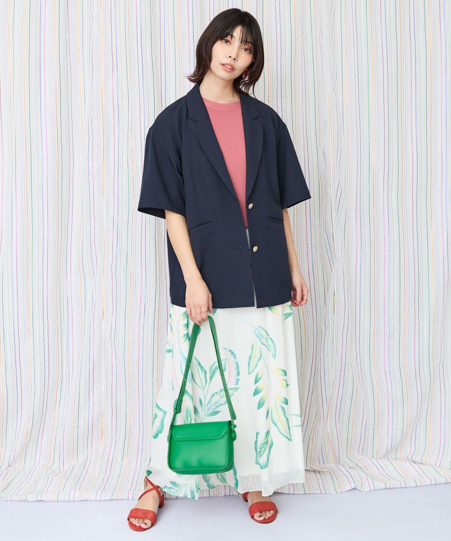 【JETSET SOLO PLUS】リネンライクストレッチ半袖テーラードジャケット