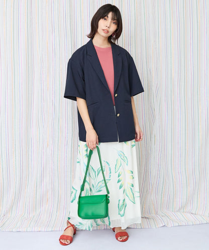 【JETSET SOLO PLUS】リネンライクストレッチ半袖テーラードジャケット