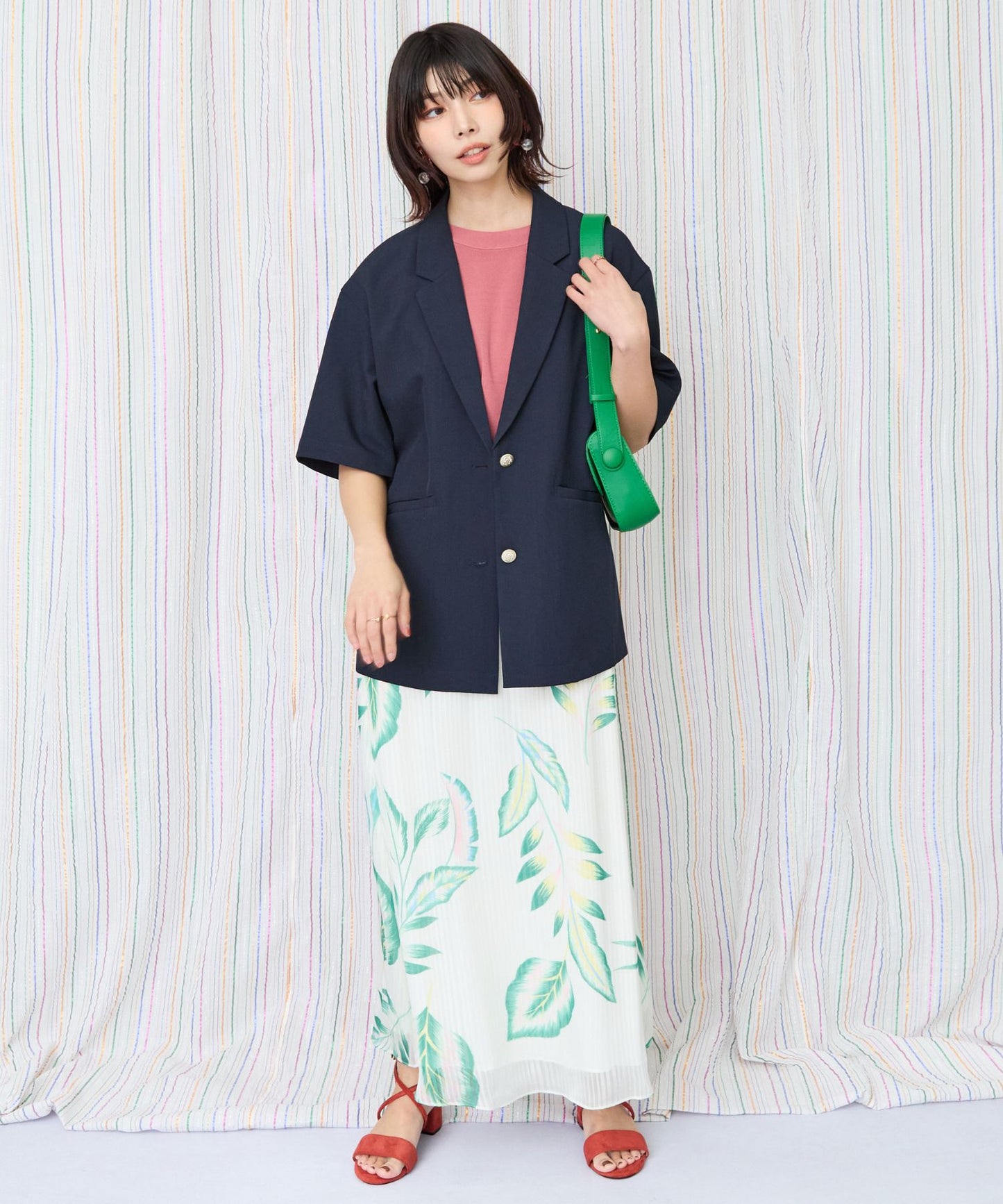 【JETSET SOLO PLUS】リネンライクストレッチ半袖テーラードジャケット