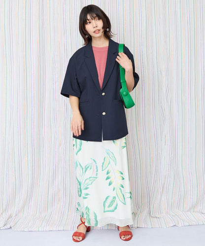 【JETSET SOLO PLUS】リネンライクストレッチ半袖テーラードジャケット