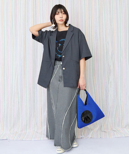 【JETSET SOLO PLUS】リネンライクストレッチ半袖テーラードジャケット