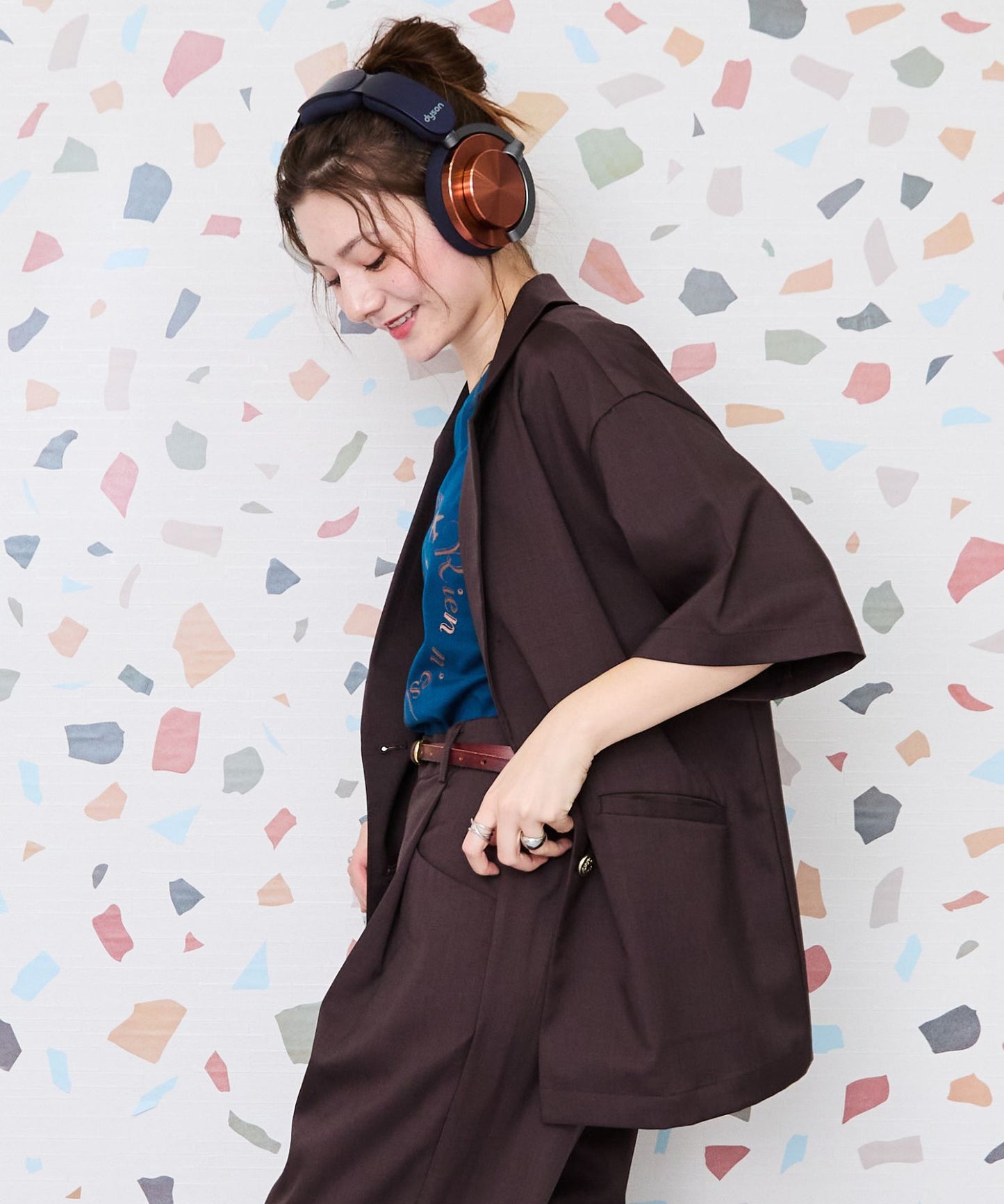 【JETSET SOLO PLUS】リネンライクストレッチ半袖テーラードジャケット