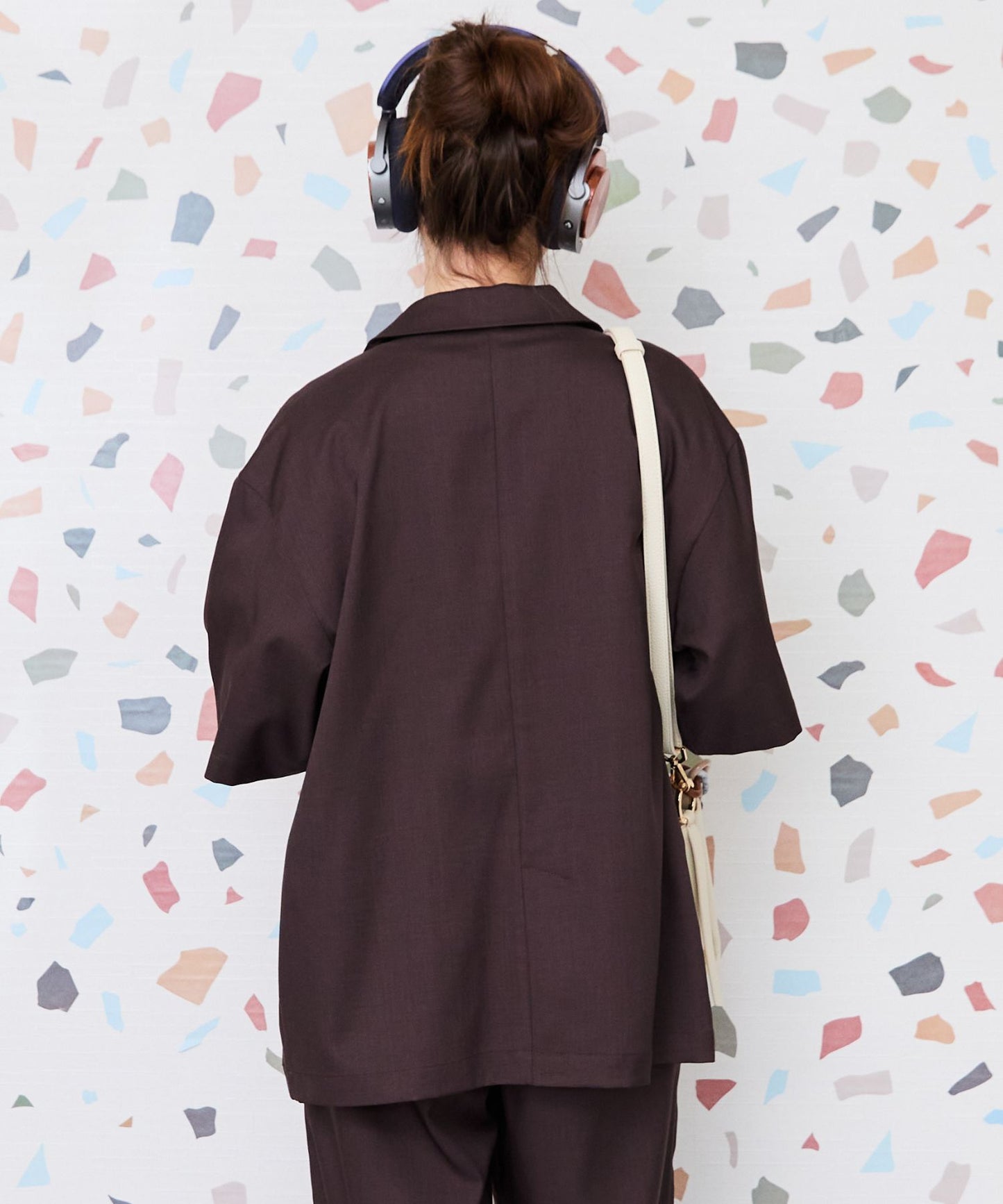 【JETSET SOLO PLUS】リネンライクストレッチ半袖テーラードジャケット