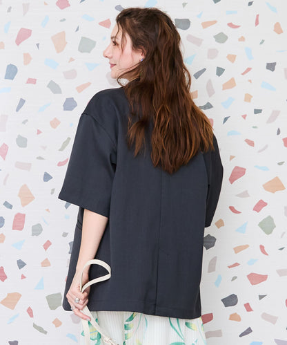 【JETSET SOLO PLUS】リネンライクストレッチ半袖テーラードジャケット