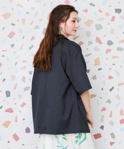 【JETSET SOLO PLUS】リネンライクストレッチ半袖テーラードジャケット