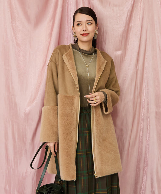 レディース ノーカラーコート フェイクムートン｜JETSET SOLO PLUS(ジェットセットソロプラス) 公式通販｜レディース ファッション きれいめカジュアル