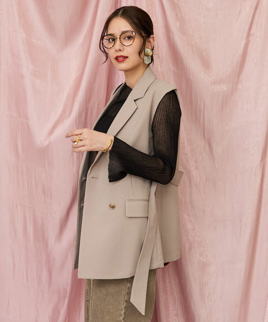 レディース ミドルジレ テーラードカラー ウエストリボン ｜JETSET SOLO PLUS(ジェットセットソロプラス) 公式通販｜レディース ファッション きれいめカジュアル