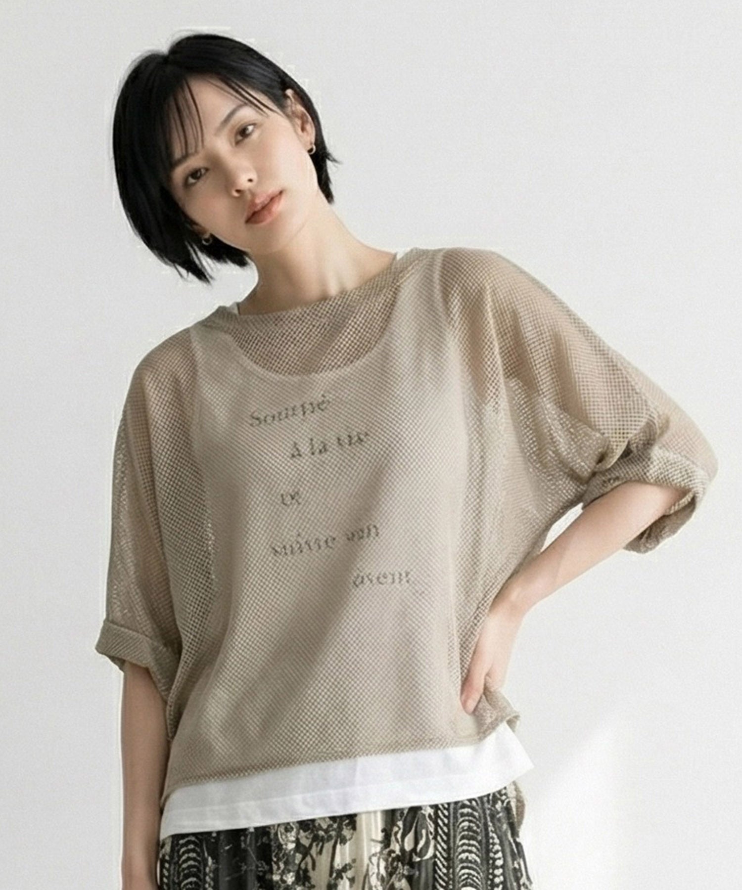 【FONT LAB】ロゴTQ×メッシュTアンサンブル