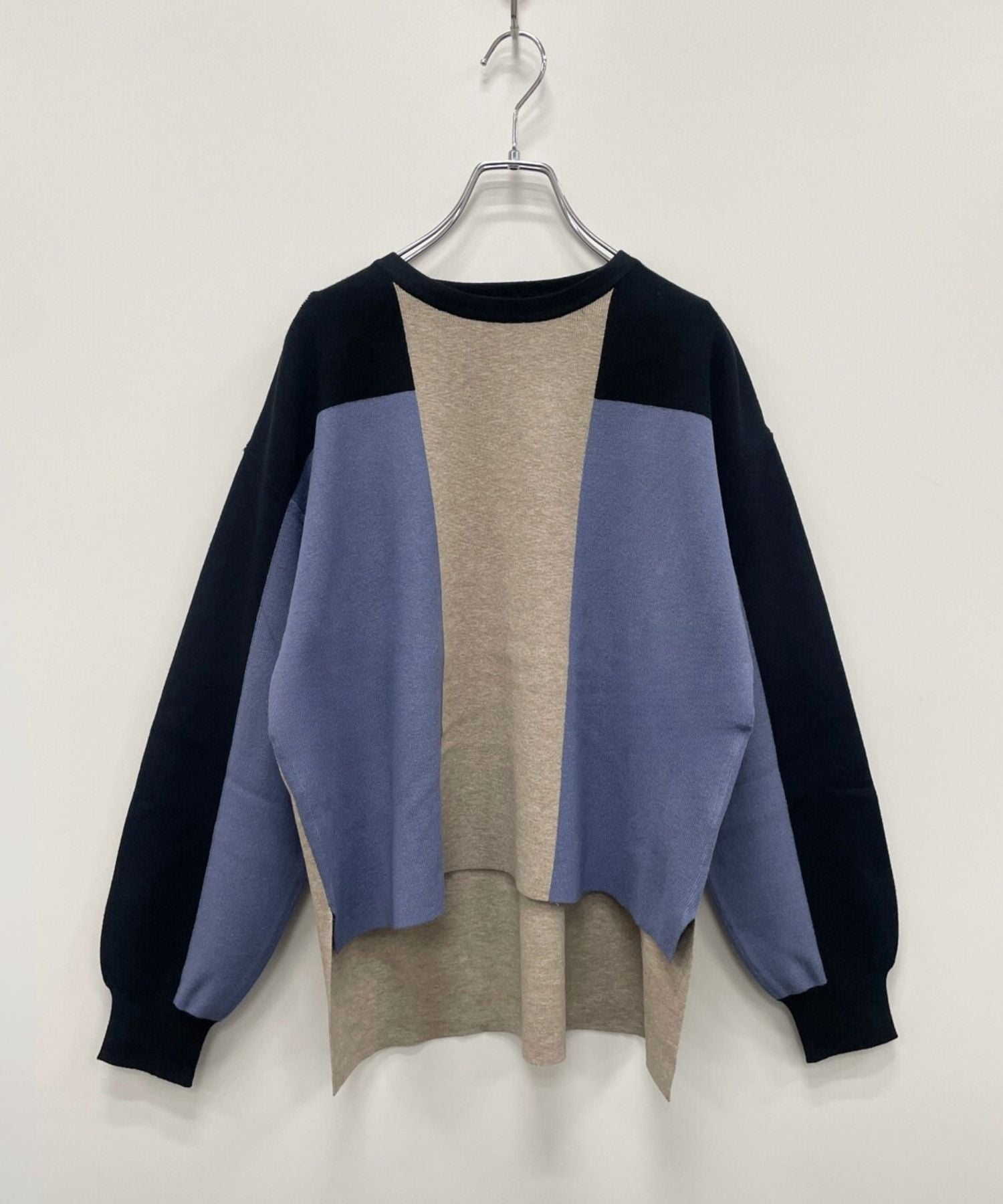 【FONT LAB】カラーブロックドロップショルダーニット