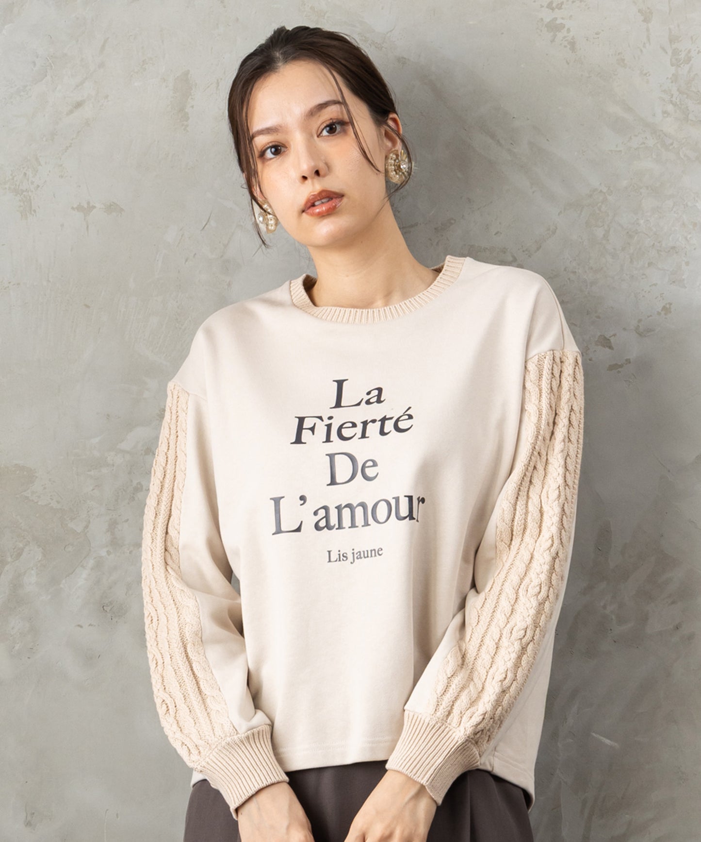 61-5855【FONT LAB】ケーブルコンビロゴスウェット