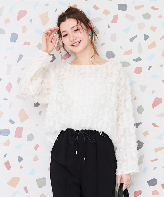 【JETSET SOLO PLUS】カットジャガードブラウス