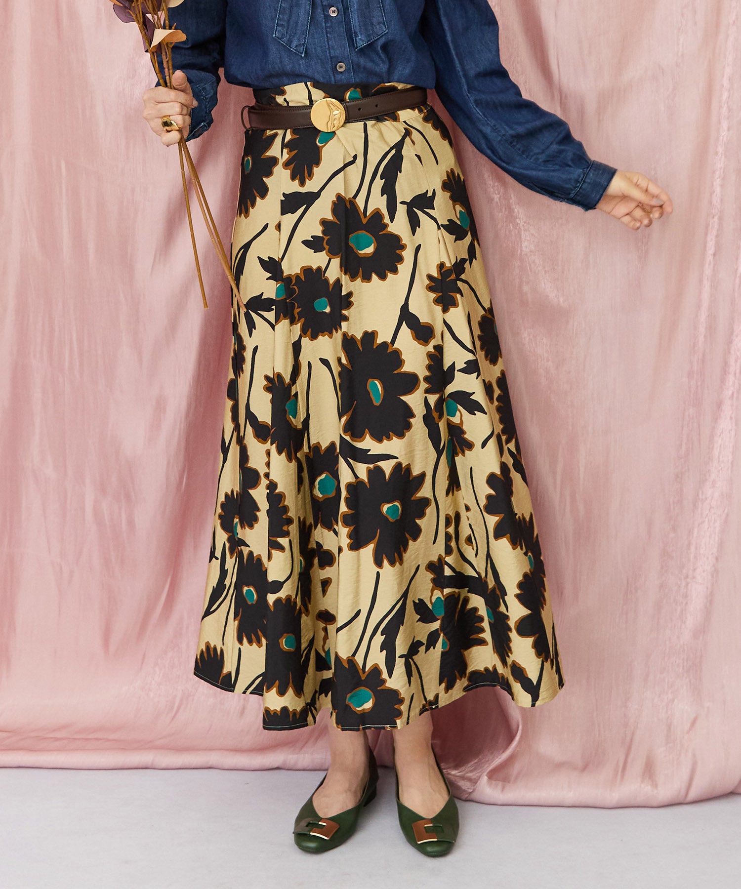 レディース スカート ビッグフラワープリント ｜JETSET SOLO PLUS