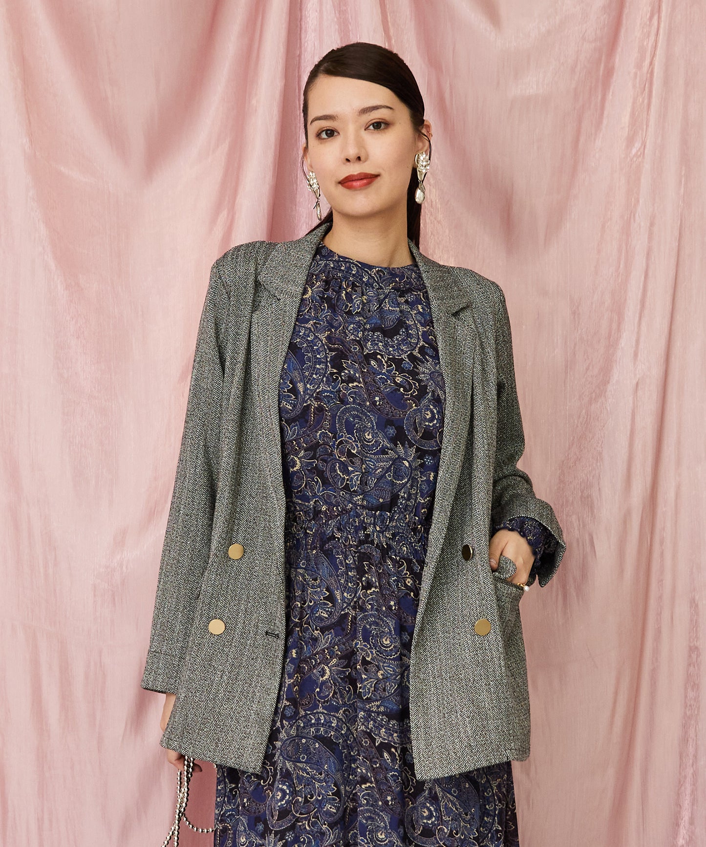 20-1182【JETSET SOLO PLUS】へリンボーンWブレストジャケット