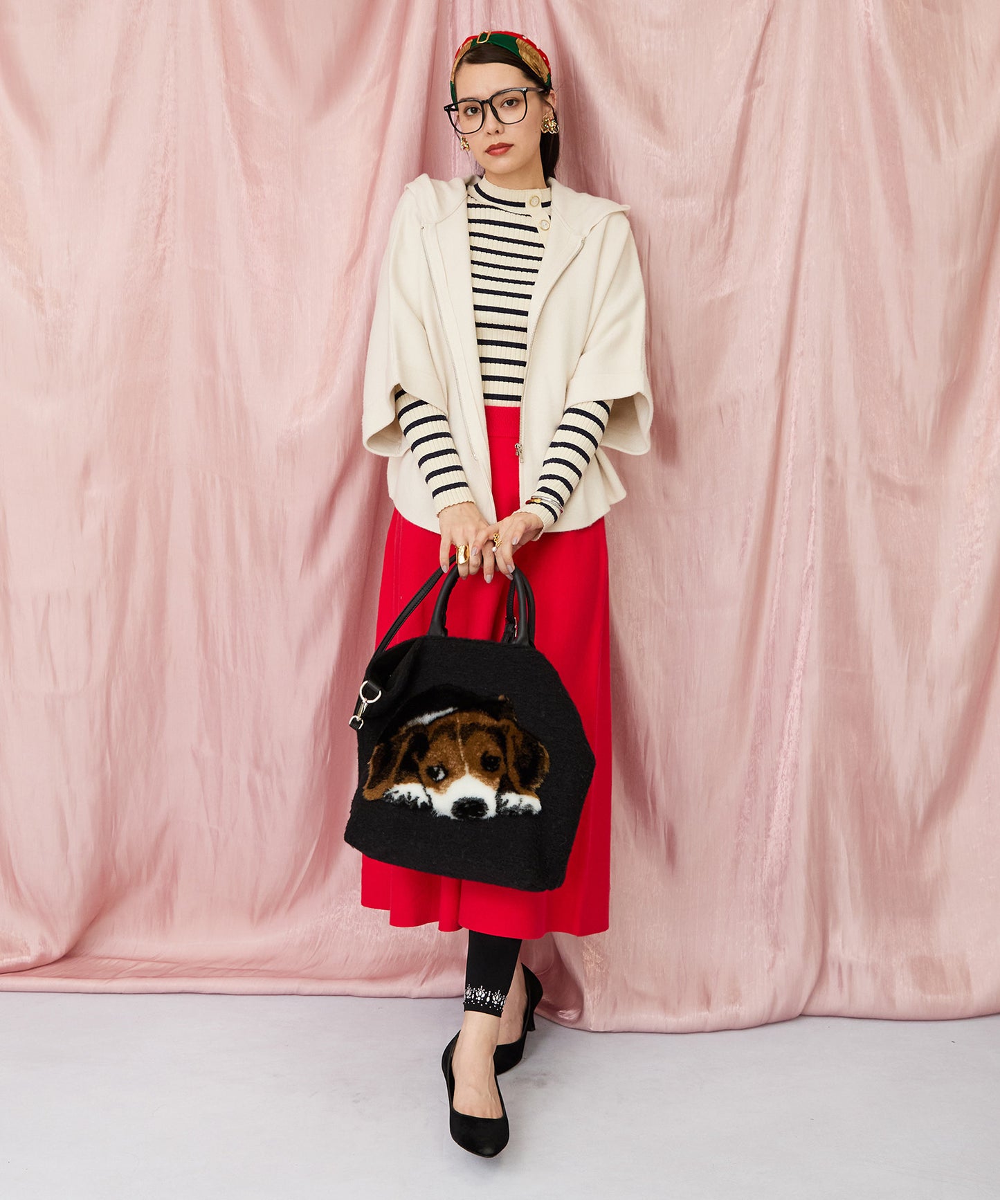 23-5230【FONT LAB】Wジャガードポンチョフーディコーディガン