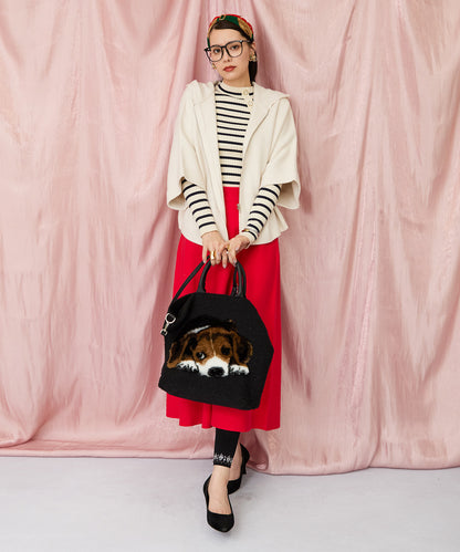 23-5230【FONT LAB】Wジャガードポンチョフーディコーディガン