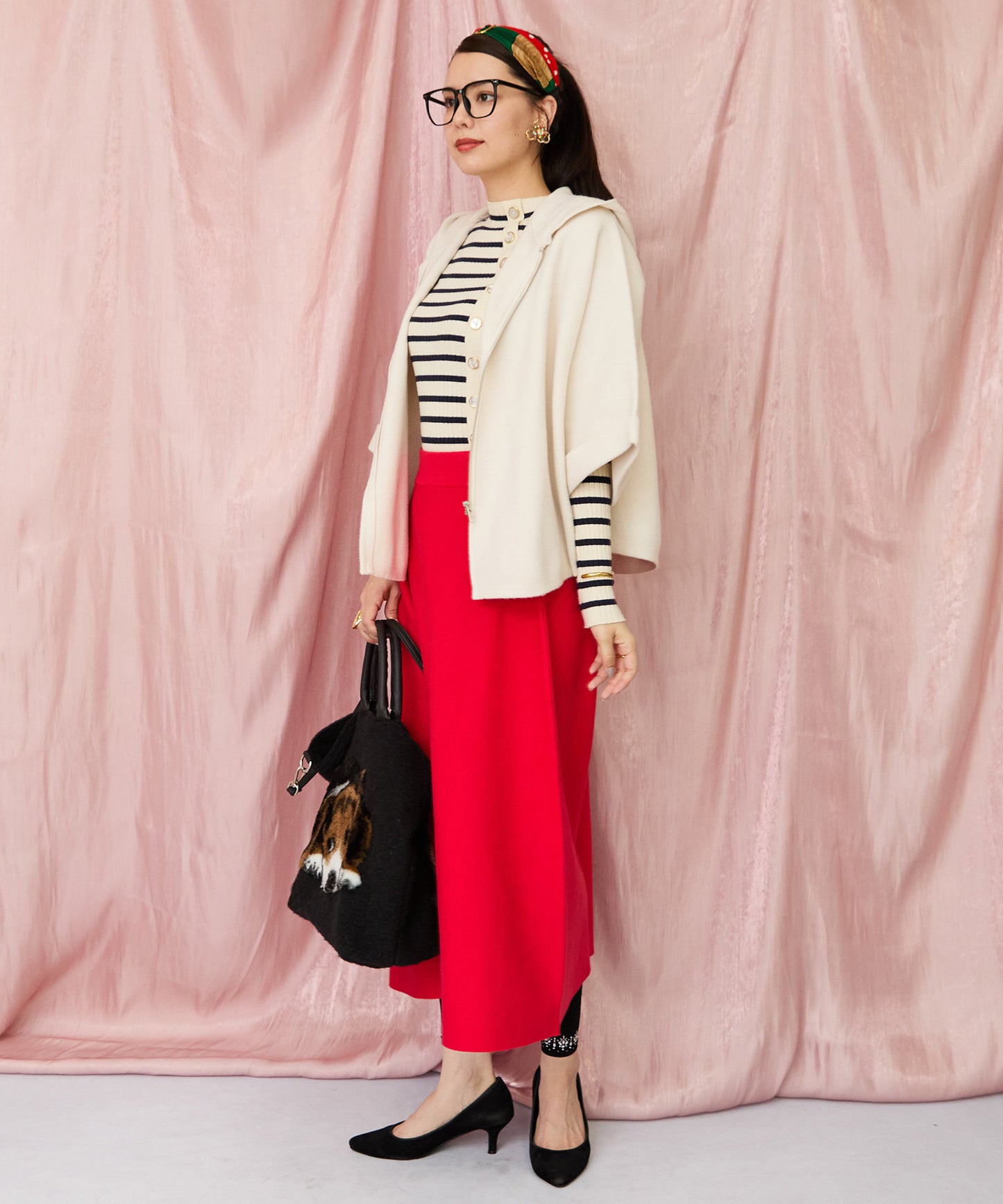 23-5230【FONT LAB】Wジャガードポンチョフーディコーディガン