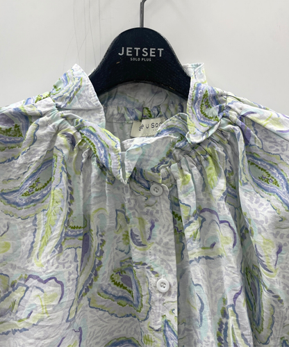 【see U soon】ペイズリー水彩プリントシャツ