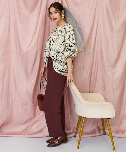 12-1898【JETSET SOLO PLUS】ラメピンストライプイージーパンツ