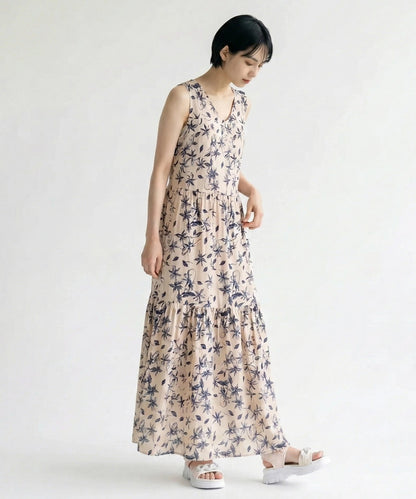 【INDUS luxury for JETSET SOLO PLUS】Vネックティアードワンピース