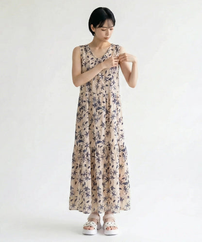 【INDUS luxury for JETSET SOLO PLUS】Vネックティアードワンピース