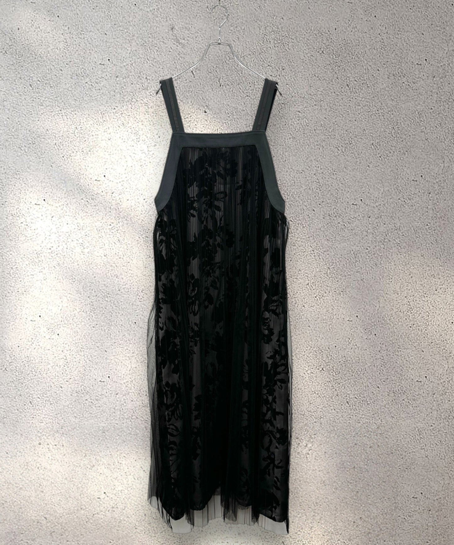 【FONT LAB】フロッキープリント×チュールコンビワンピース