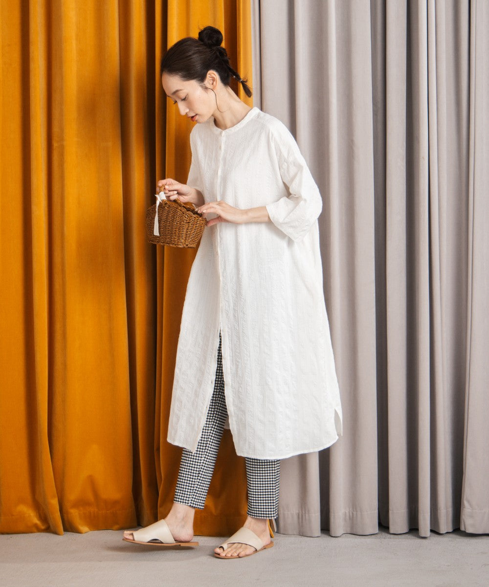 30-9690　21号(6L～) INDESIGN ドビーストライプシャツワンピース【先行予約】