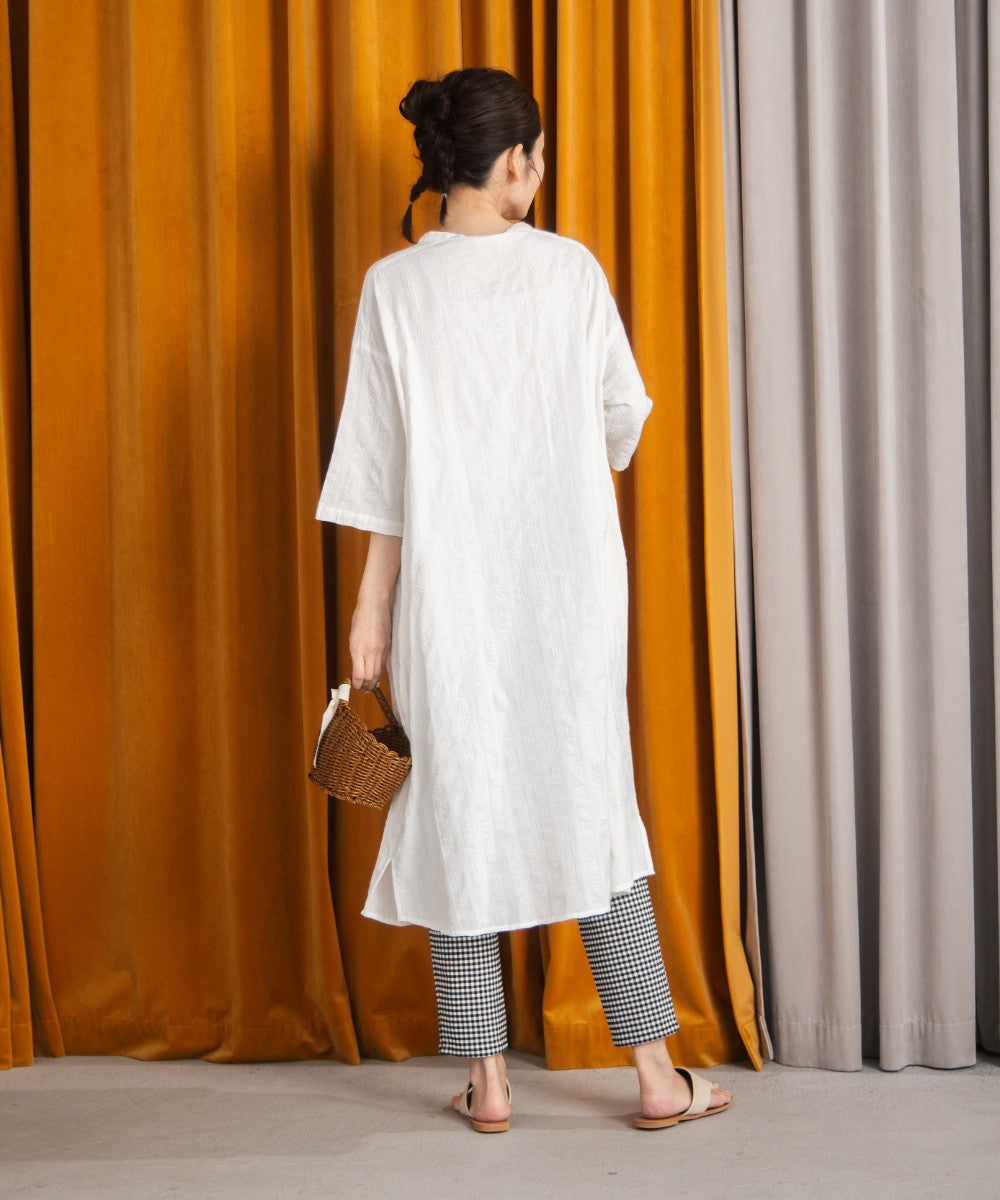 30-9690　21号(6L～) INDESIGN ドビーストライプシャツワンピース【先行予約】