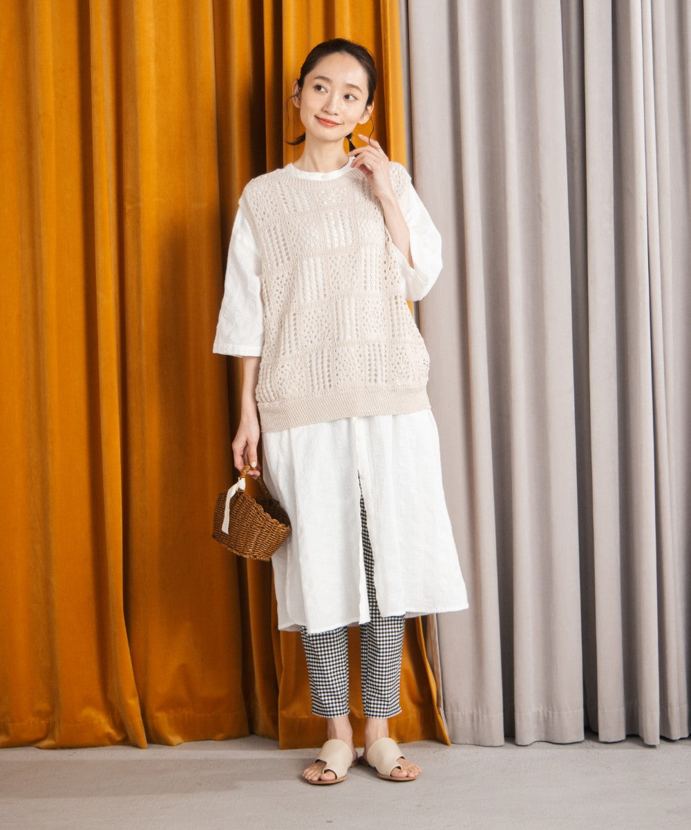 30-9690　21号(6L～) INDESIGN ドビーストライプシャツワンピース【先行予約】