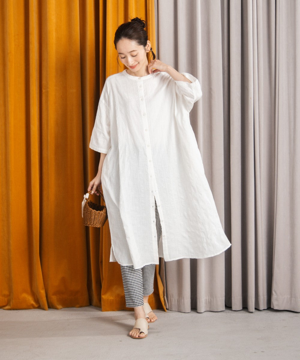 30-9689　INDESIGN ドビーストライプシャツワンピース【先行予約】