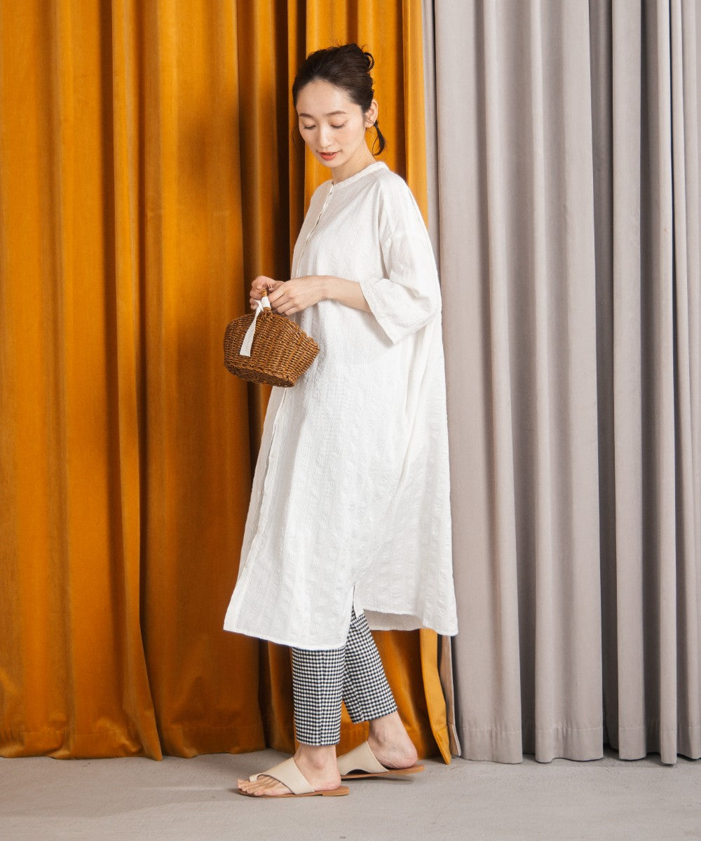 30-9690　21号(6L～) INDESIGN ドビーストライプシャツワンピース【先行予約】