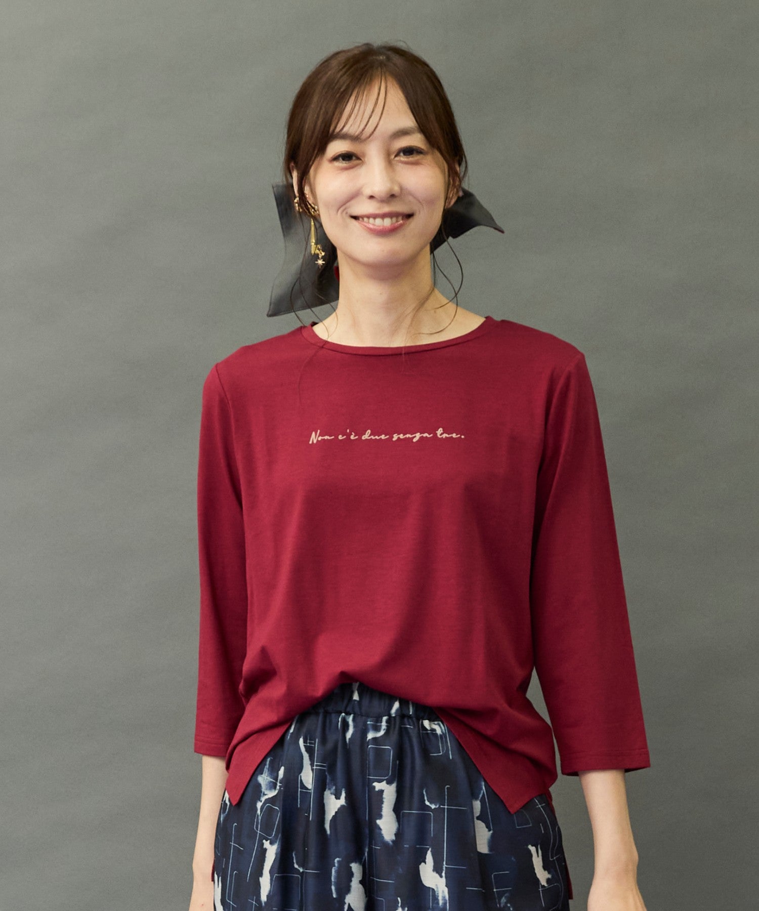 【FONT LAB】クリア天竺フロッキーロゴ７分袖Tシャツ