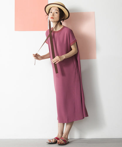 30-9697　【COOL・UV・防シワ】スムースジョーゼットリブワンピース