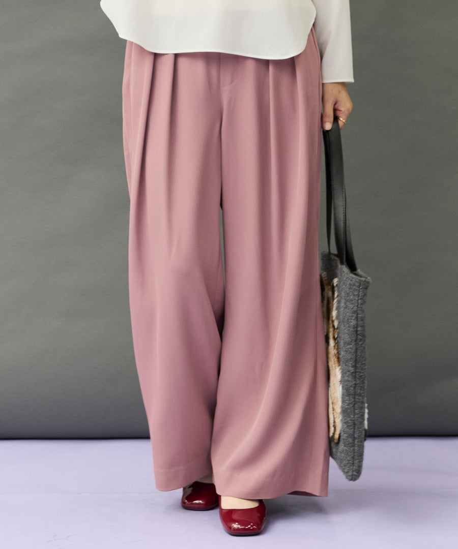 【JETSET SOLO PLUS】ソフトドレープツイルフレアワイドパンツ