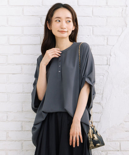 21号(6L～) スムースジョーゼットバンドカラーブラウス