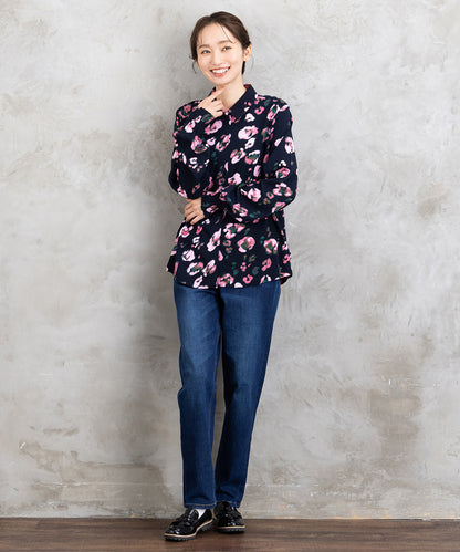 01-6667 NUMPH 【リミサロ】ブラーフラワープリントシャツ