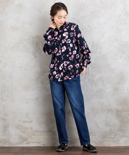 01-6667 NUMPH 【リミサロ】ブラーフラワープリントシャツ