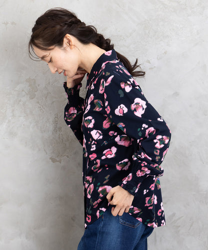 01-6667 NUMPH 【リミサロ】ブラーフラワープリントシャツ