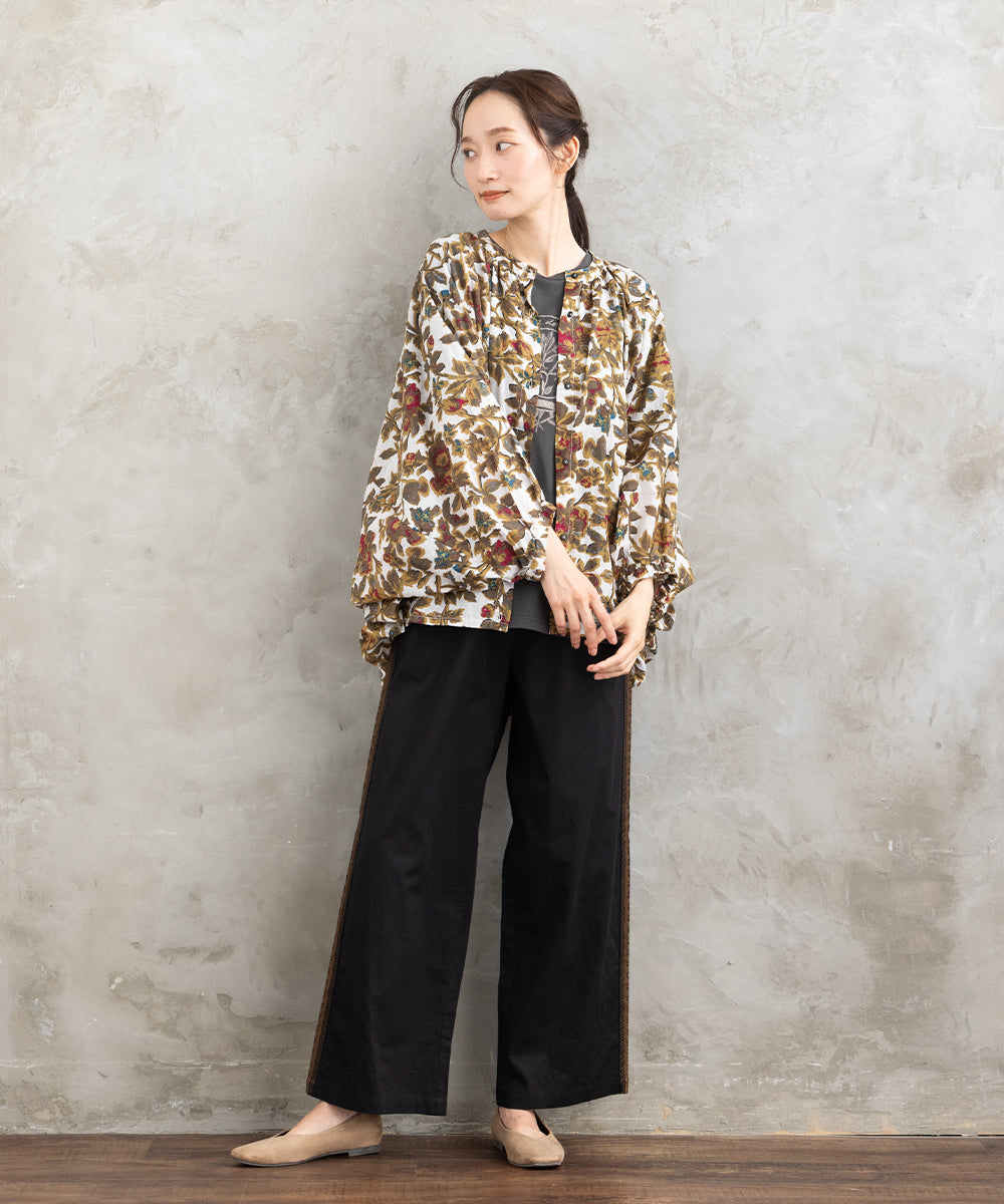 21号(6L～) フラワープリントバルーンブラウス