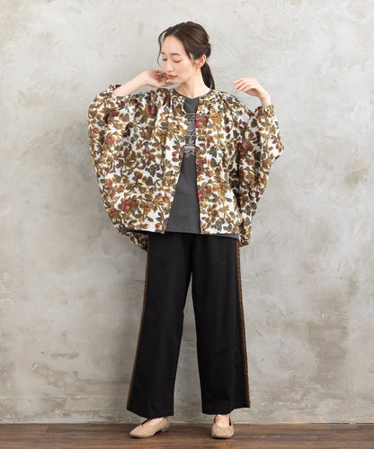 フラワープリントバルーンブラウス