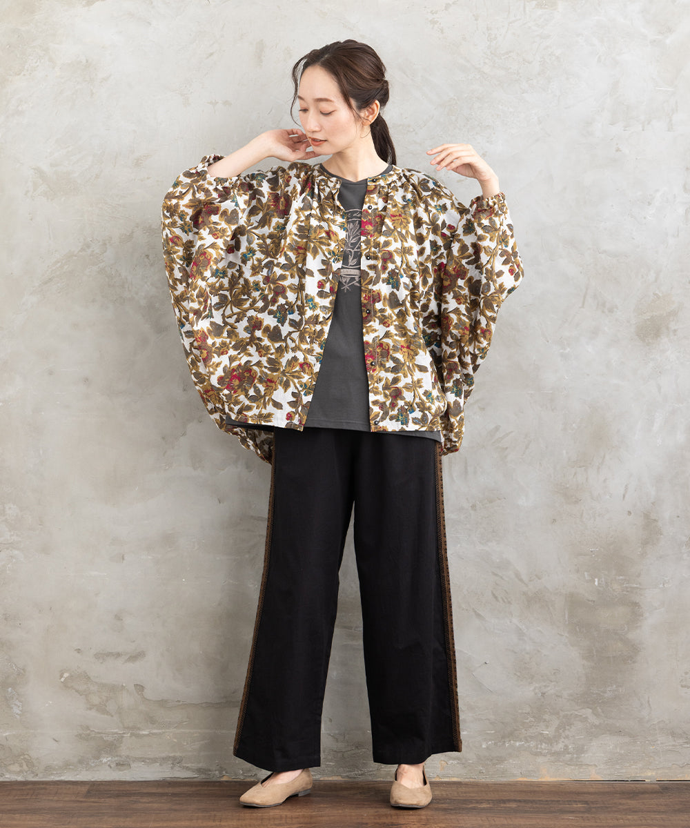 21号(6L～) フラワープリントバルーンブラウス