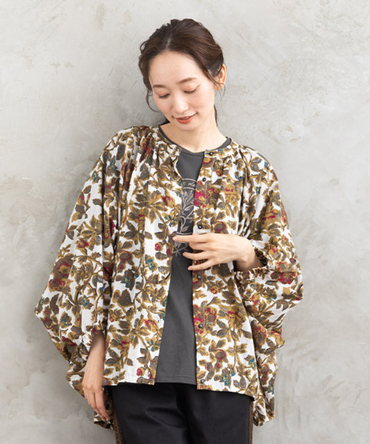 大きいサイズ レディース ブラウス フラワープリント ギャザーネック｜sabstreet my standard(サブストリートマイスタンダード)