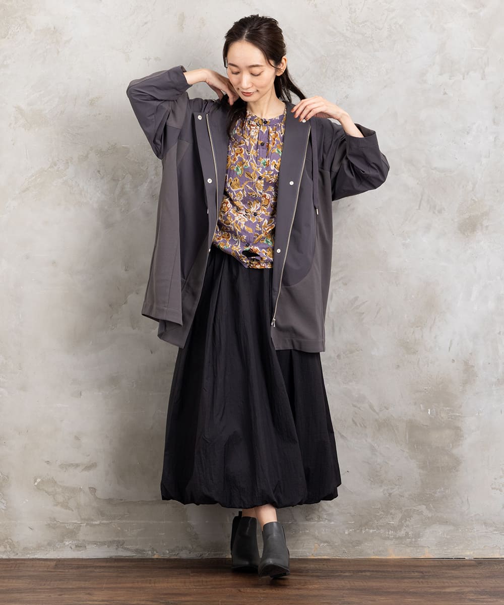 フラワープリントバルーンブラウス