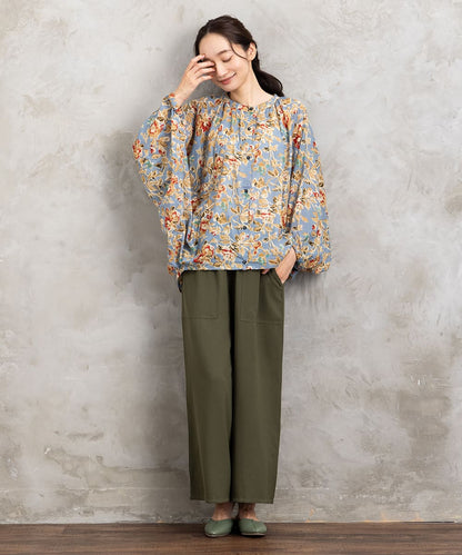 フラワープリントバルーンブラウス