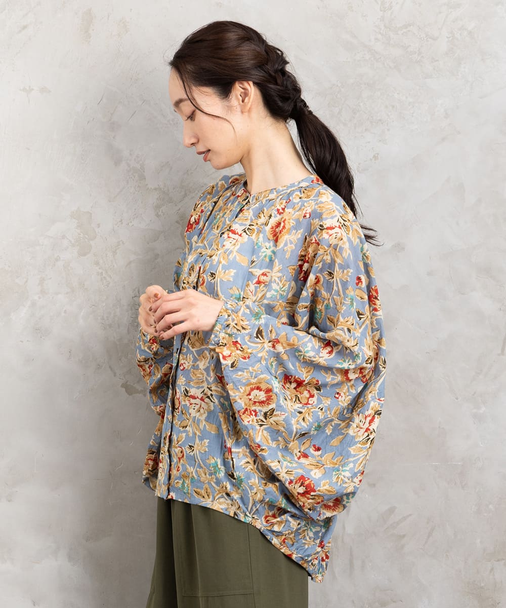 21号(6L～) フラワープリントバルーンブラウス