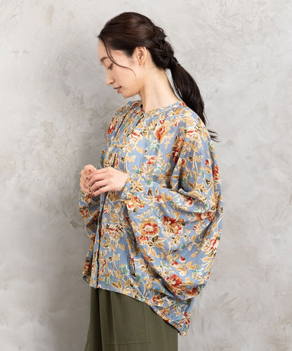 フラワープリントバルーンブラウス