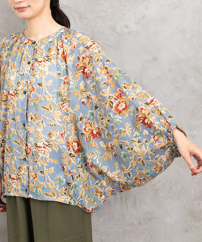 フラワープリントバルーンブラウス