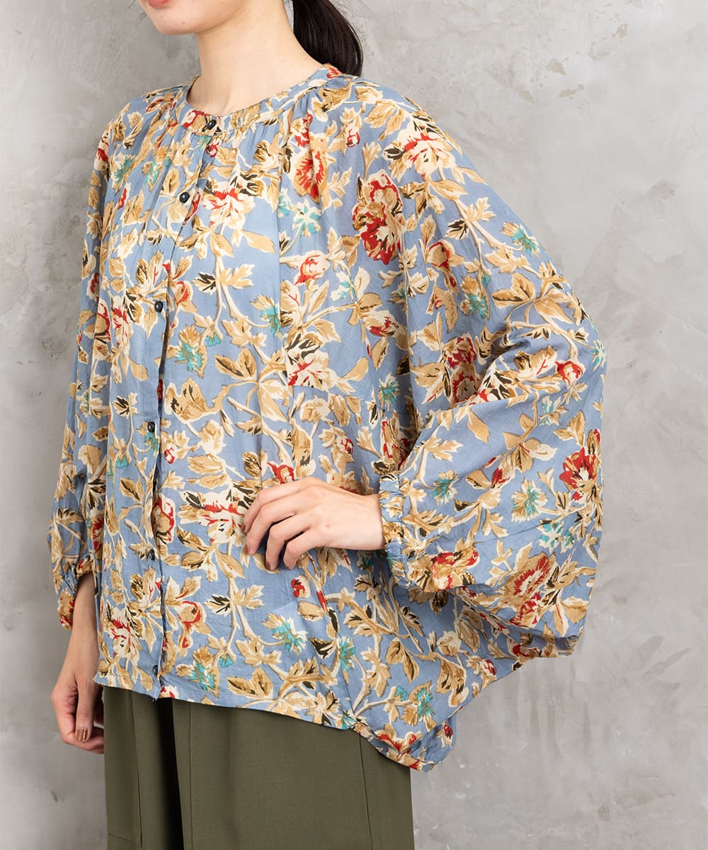 21号(6L～) フラワープリントバルーンブラウス