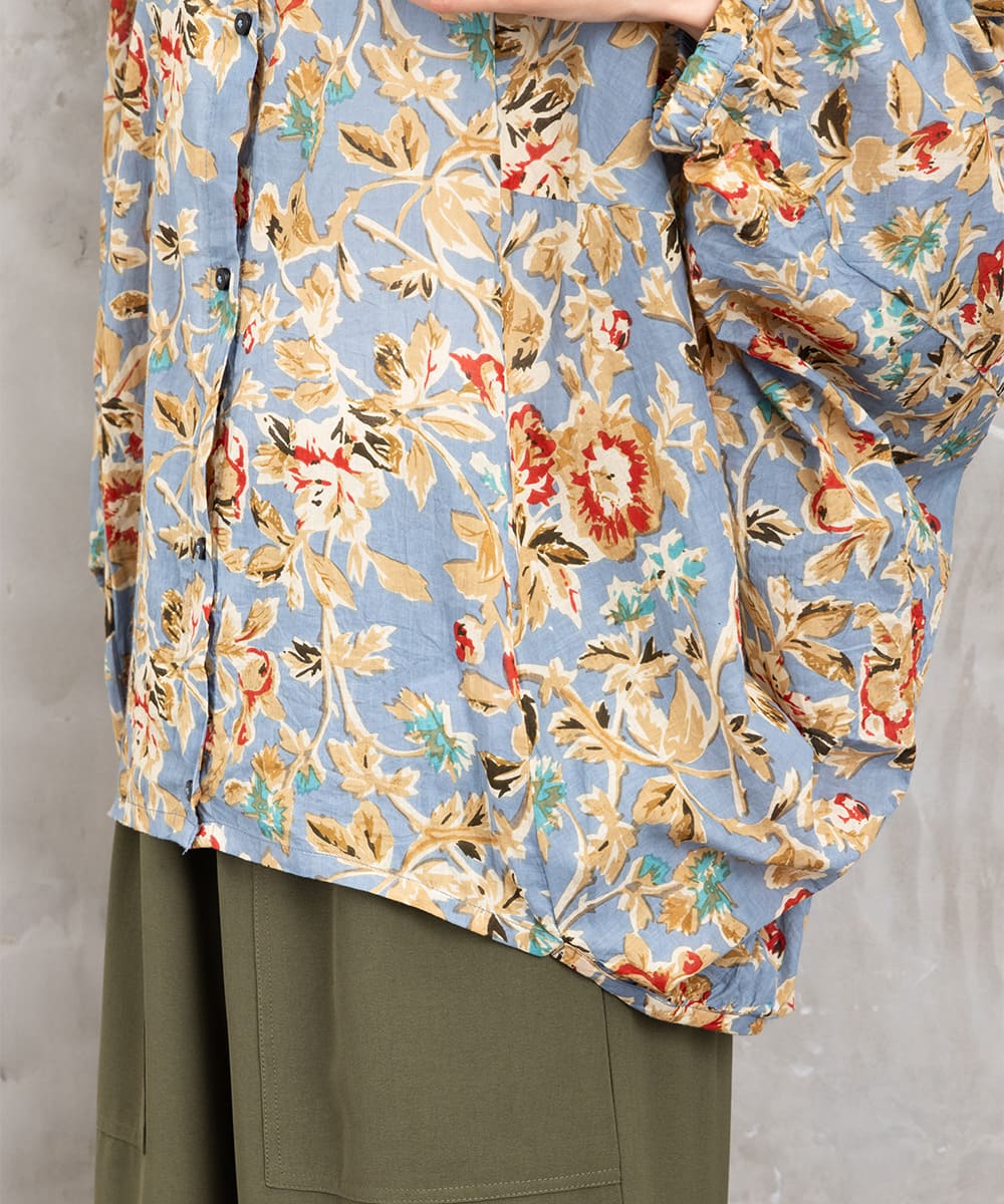 フラワープリントバルーンブラウス