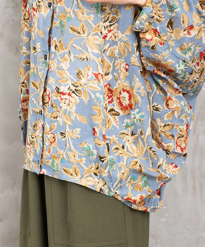 フラワープリントバルーンブラウス