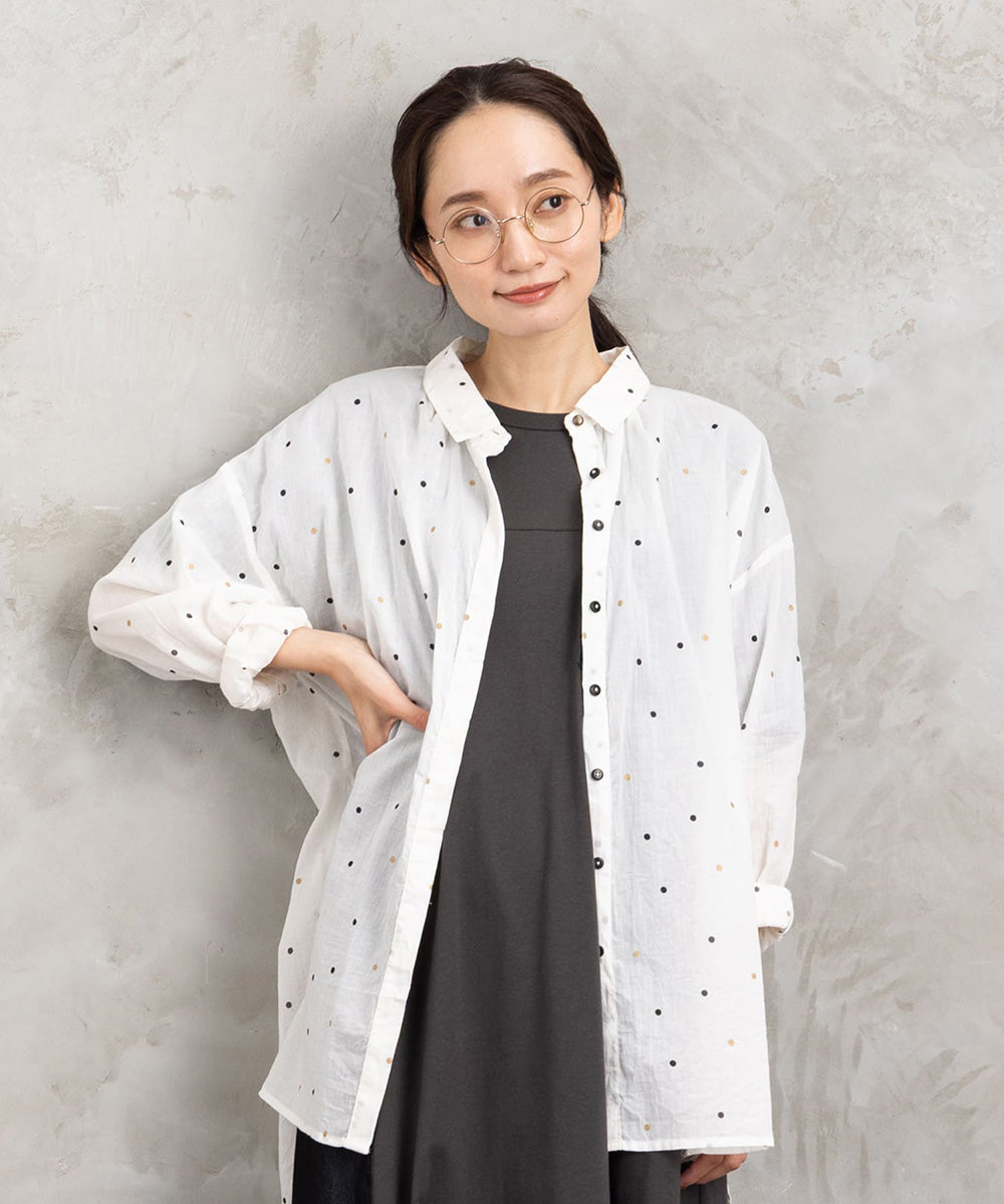 21号(6L～) ホイルドットプリントシャツ